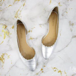 Talbots Silver Leather Pointed D'orsay Flats 8